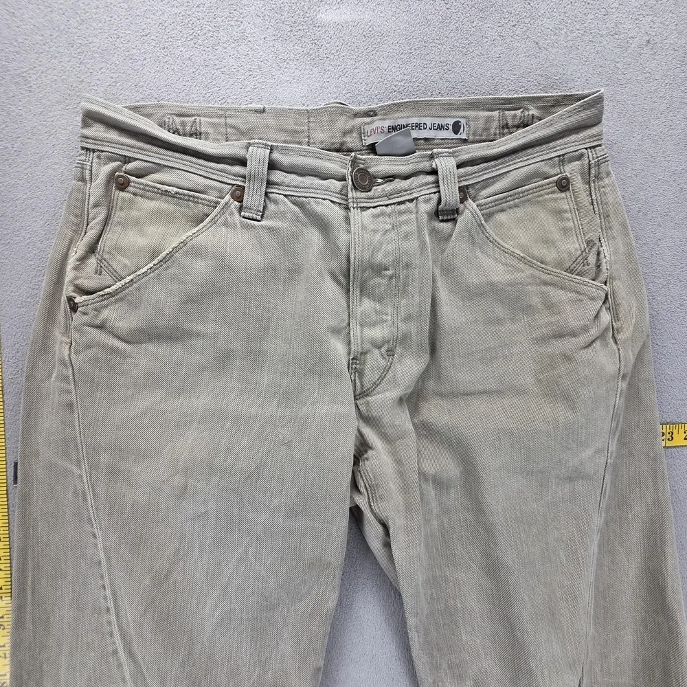 Vintage Levis Engineered Jeans Mens Gray Cinch Back Twisted Flap Fits 33x30